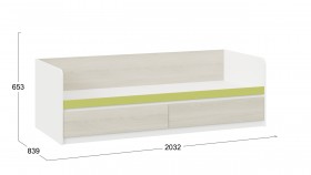 Кровать «Сканди» с 2 ящиками Дуб Гарден/Белый/Зеленый в Яровом - yarovoe.katalogmebeli.com | фото 3