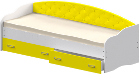 Кровать Софа-7 с мягкой спинкой (800х1900) Белый/Желтый в Яровом - yarovoe.katalogmebeli.com | фото