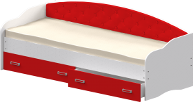 Кровать Софа-7 с мягкой спинкой (800х1900) Белый/Красный в Яровом - yarovoe.katalogmebeli.com | фото