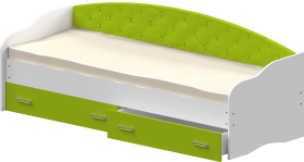 Кровать Софа-7 с мягкой спинкой (800х1900) Белый/Лайм в Яровом - yarovoe.katalogmebeli.com | фото