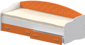 Кровать Софа-7 с мягкой спинкой (800х1900) Белый/Оранжевый в Яровом - yarovoe.katalogmebeli.com | фото