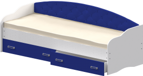 Кровать Софа-7 с мягкой спинкой (800х1900) Белый/Синий в Яровом - yarovoe.katalogmebeli.com | фото