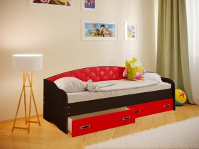 Кровать Софа-7 с мягкой спинкой (800х1900) Венге/Красный в Яровом - yarovoe.katalogmebeli.com | фото