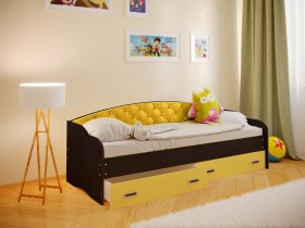 Кровать Софа-7 с мягкой спинкой (800х2000) Венге/Желтый в Яровом - yarovoe.katalogmebeli.com | фото