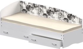 Кровать Софа-9 с мягкой спинкой с рисунком Милана (900х1900) Белый в Яровом - yarovoe.katalogmebeli.com | фото 1