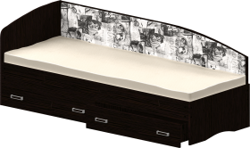 Кровать Софа-9 с мягкой спинкой с рисунком Милана (900х1900) Венге в Яровом - yarovoe.katalogmebeli.com | фото
