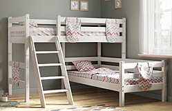 Кровать Соня вариант 8 угловая с наклонной лестницей Белый полупрозрачный в Яровом - yarovoe.katalogmebeli.com | фото