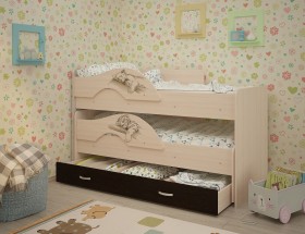 Кровать выкатная Радуга-Сафари детская 1600 Млечный дуб/Венге в Яровом - yarovoe.katalogmebeli.com | фото