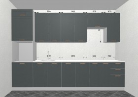 Кухня Квадро 3,2 м (высокие модули/Железо/Серый) в Яровом - yarovoe.katalogmebeli.com | фото 3