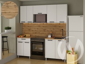 Кухня Кьяра 2.0 м с окапом (белый/карбон фарфор/26мм/дуб вотан) в Яровом - yarovoe.katalogmebeli.com | фото 1