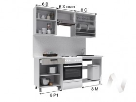 Кухня Салли 2.0 м с окапом (белый/сандал белый, серый/26 мм/дуб вотан) в Яровом - yarovoe.katalogmebeli.com | фото 3