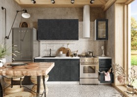 Кухонный гарнитур Нувель 1800мм белый/бетон черный в Яровом - yarovoe.katalogmebeli.com | фото