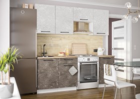 Кухонный гарнитур Нувель 2100мм белый/бетон коричневый в Яровом - yarovoe.katalogmebeli.com | фото
