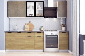 Кухонный гарнитур Стоун 2.0 (белый/камень темно-серый/акация светлая) в Яровом - yarovoe.katalogmebeli.com | фото