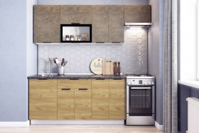 Кухонный гарнитур Стоун 2.2 (белый/камень темно-серый/акация светлая) в Яровом - yarovoe.katalogmebeli.com | фото