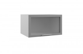 Квадро ГВПГС 800 шкаф верхний горизонтальный глубокий со стеклом высокий (Железо/корпус Серый) в Яровом - yarovoe.katalogmebeli.com | фото