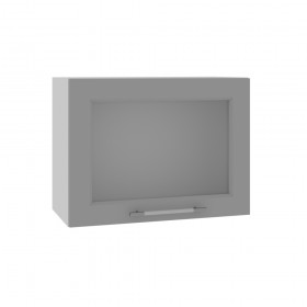 Квадро ВПГС 600 шкаф верхний горизонтальный со стеклом высокий (Ваниль кожа/корпус Серый) в Яровом - yarovoe.katalogmebeli.com | фото