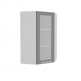 Квадро ВПУС 550 шкаф верхний угловой со стеклом высокий (Железо/корпус Серый) в Яровом - yarovoe.katalogmebeli.com | фото