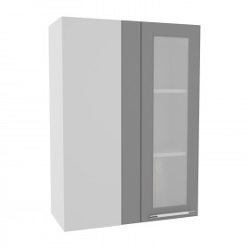 Квадро ВПУС 650 шкаф верхний угловой со стеклом высокий (Железо/корпус Серый) в Яровом - yarovoe.katalogmebeli.com | фото