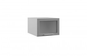 Лофт ГПГС 500 шкаф верхний горизонтальный глубокий со стеклом (Штукатурка белая/корпус Серый) в Яровом - yarovoe.katalogmebeli.com | фото
