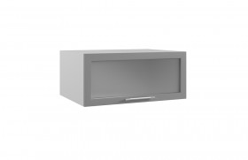 Лофт ГПГС 800 шкаф верхний горизонтальный глубокий со стеклом (Штукатурка белая/корпус Серый) в Яровом - yarovoe.katalogmebeli.com | фото