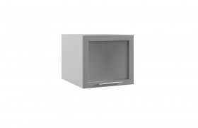Лофт ГВПГС 500 шкаф верхний горизонтальный глубокий со стеклом высокий (Штукатурка белая/корпус Серый) в Яровом - yarovoe.katalogmebeli.com | фото