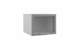 Лофт ГВПГС 600 шкаф верхний горизонтальный глубокий со стеклом высокий (Штукатурка белая/корпус Серый) в Яровом - yarovoe.katalogmebeli.com | фото