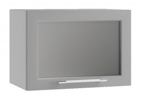 Лофт ПГС 500 шкаф верхний горизонтальный со стеклом (Штукатурка белая/корпус Серый) в Яровом - yarovoe.katalogmebeli.com | фото