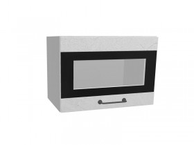 Лофт ПГСФ 500 шкаф верхний горизонтальный со стеклом и фотопечатью (Штукатурка белая/корпус Серый) в Яровом - yarovoe.katalogmebeli.com | фото
