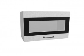Лофт ПГСФ 600 шкаф верхний горизонтальный со стеклом и фотопечатью (Штукатурка белая/корпус Серый) в Яровом - yarovoe.katalogmebeli.com | фото