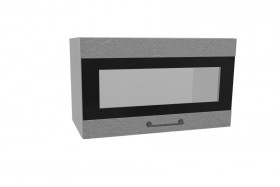 Лофт ПГСФ 600 шкаф верхний горизонтальный со стеклом и фотопечатью (Штукатурка серая/корпус Серый) в Яровом - yarovoe.katalogmebeli.com | фото