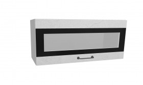 Лофт ПГСФ 800 шкаф верхний горизонтальный со стеклом и фотопечатью (Штукатурка белая/корпус Серый) в Яровом - yarovoe.katalogmebeli.com | фото