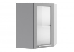 Лофт ПУС 550 шкаф верхний угловой со стеклом (Штукатурка белая/корпус Серый) в Яровом - yarovoe.katalogmebeli.com | фото