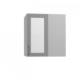 Лофт ПУС 650 шкаф верхний угловой со стеклом (Штукатурка серая/корпус Серый) в Яровом - yarovoe.katalogmebeli.com | фото