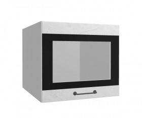 Лофт ВПГСФ 500 шкаф верхний горизонтальный со стеклом высокий с фотопечатью (Штукатурка белая/корпус Серый) в Яровом - yarovoe.katalogmebeli.com | фото