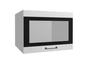 Лофт ВПГСФ 600 шкаф верхний горизонтальный со стеклом высокий с фотопечатью (Штукатурка белая/корпус Серый) в Яровом - yarovoe.katalogmebeli.com | фото