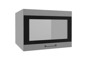 Лофт ВПГСФ 600 шкаф верхний горизонтальный со стеклом высокий с фотопечатью (Штукатурка серая/корпус Серый) в Яровом - yarovoe.katalogmebeli.com | фото