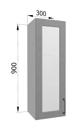 Лофт ВПС 300 шкаф верхний со стеклом высокий (Штукатурка серая/корпус Серый) в Яровом - yarovoe.katalogmebeli.com | фото