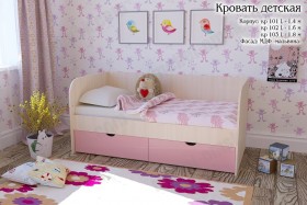 Мальвина Кровать детская 2 ящика 1.6 Розовыйй глянец в Яровом - yarovoe.katalogmebeli.com | фото
