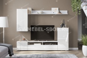 Мебель для гостиной МГС 4 (Белый/Белый глянец) в Яровом - yarovoe.katalogmebeli.com | фото