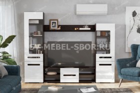 Мебель для гостиной МГС 6 (Исполнение 1/Венге/Белый глянец) в Яровом - yarovoe.katalogmebeli.com | фото