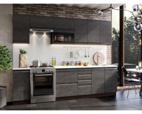 Модульная кухня Бруклин 2,8 м (Бетон черный/Венге) в Яровом - yarovoe.katalogmebeli.com | фото