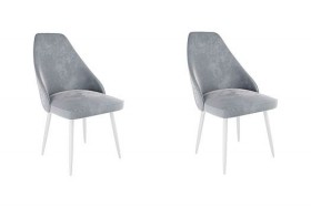 Набор стульев Милан 2 шт (серый велюр/белый) в Яровом - yarovoe.katalogmebeli.com | фото