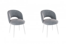 Набор стульев Моли 2 шт (серый велюр/белый) в Яровом - yarovoe.katalogmebeli.com | фото