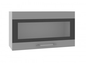 Олива ВПГСФ 800 Шкаф верхний горизонтальный со стеклом с фотопечатью высокий (Снег глянец/корпус Серый) в Яровом - yarovoe.katalogmebeli.com | фото