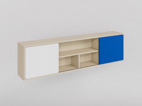 Полка между шкафами 1660 Скай (Синий/Белый/корпус Клен) в Яровом - yarovoe.katalogmebeli.com | фото