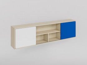 Полка между шкафами 1660 Скай люкс (Синий/Белый/корпус Клен) в Яровом - yarovoe.katalogmebeli.com | фото