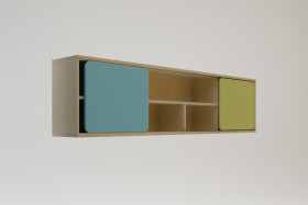 Полка между шкафами 1660 Смайли (Голубой/Зеленый/корпус Клен) в Яровом - yarovoe.katalogmebeli.com | фото