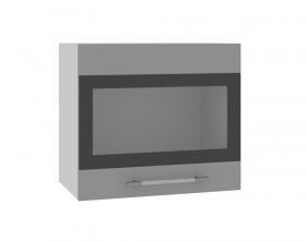 Ройс ВПГСФ 500 Шкаф верхний горизонтальный со стеклом с фотопечатью высокий (Грей софт/корпус Серый) в Яровом - yarovoe.katalogmebeli.com | фото