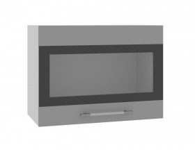 Ройс ВПГСФ 600 Шкаф верхний горизонтальный со стеклом с фотопечатью высокий (Грей софт/корпус Серый) в Яровом - yarovoe.katalogmebeli.com | фото